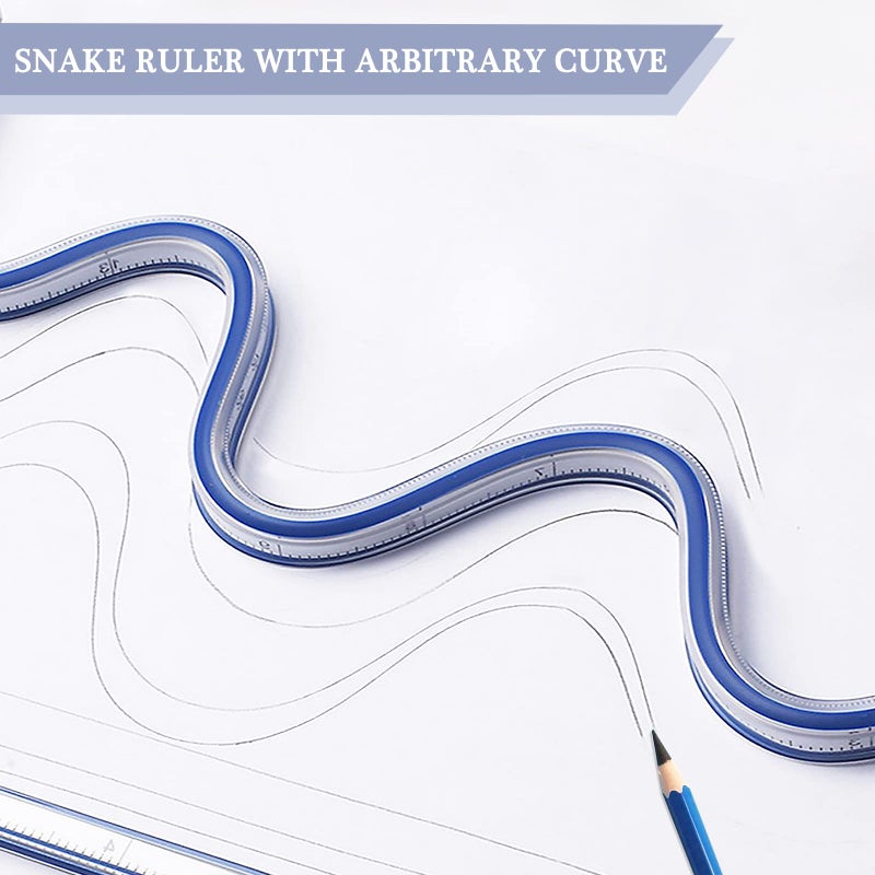HLZC 2 Pieces 24 Inch Ruler  Flexible Curve Ruler Rulers for Drawing Curved Ruler for Sewing Ideal for Engineering Drawing Ruler That Can Be Bent Curve Templates  Flexi Curve (Blue) - Image 2